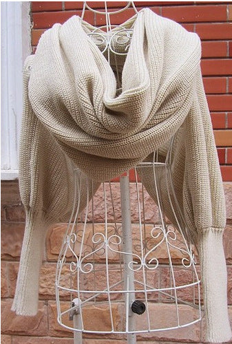 Cross-border for autumn and winter explosions Korean wool scarf men and women long scarf shawl with sleeves knitted scarf