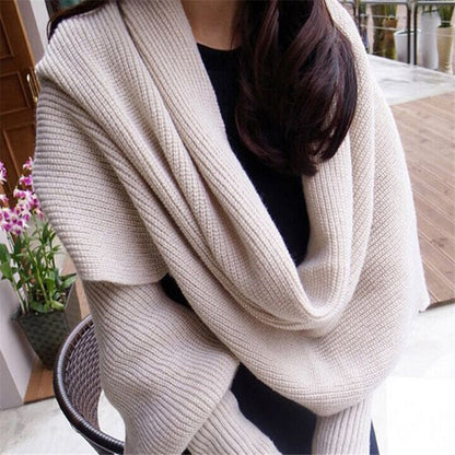 Cross-border for autumn and winter explosions Korean wool scarf men and women long scarf shawl with sleeves knitted scarf