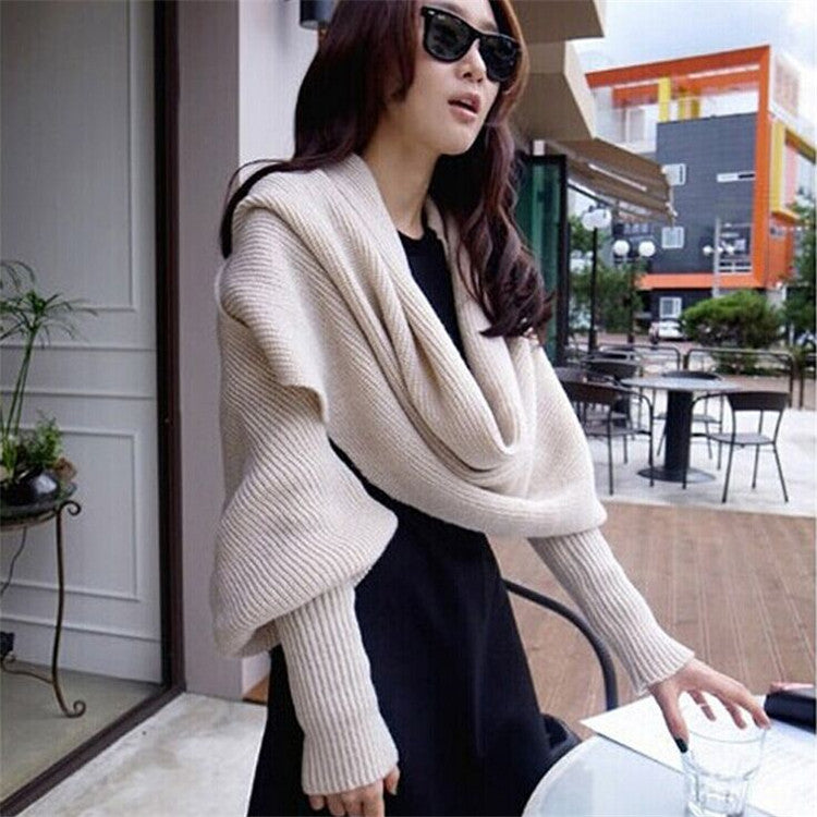 Cross-border for autumn and winter explosions Korean wool scarf men and women long scarf shawl with sleeves knitted scarf