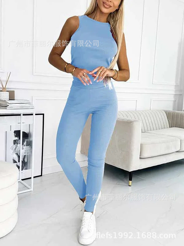 2024 Amazon cross-border women's sports casual hooded sweatshirt thickened threaded slim vest pants three-piece set