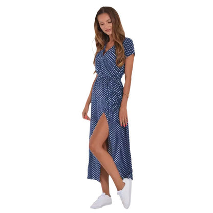 2024 European and American women's clothing cross-border foreign trade AliExpress Amazon summer new v-neck printed lace dress