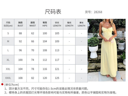 2024 Summer Independent Station New Cross-border European and American Women's Temperament Elegant Lace-up A-line Solid Color Midi Dress